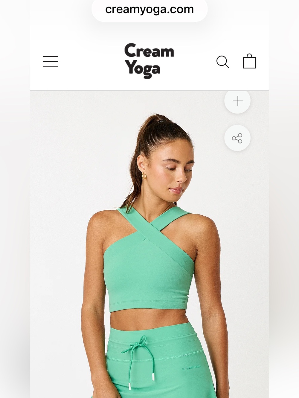 Cream Yoga Leah Light Pink Cross-Neck padded Sports Bra top medium